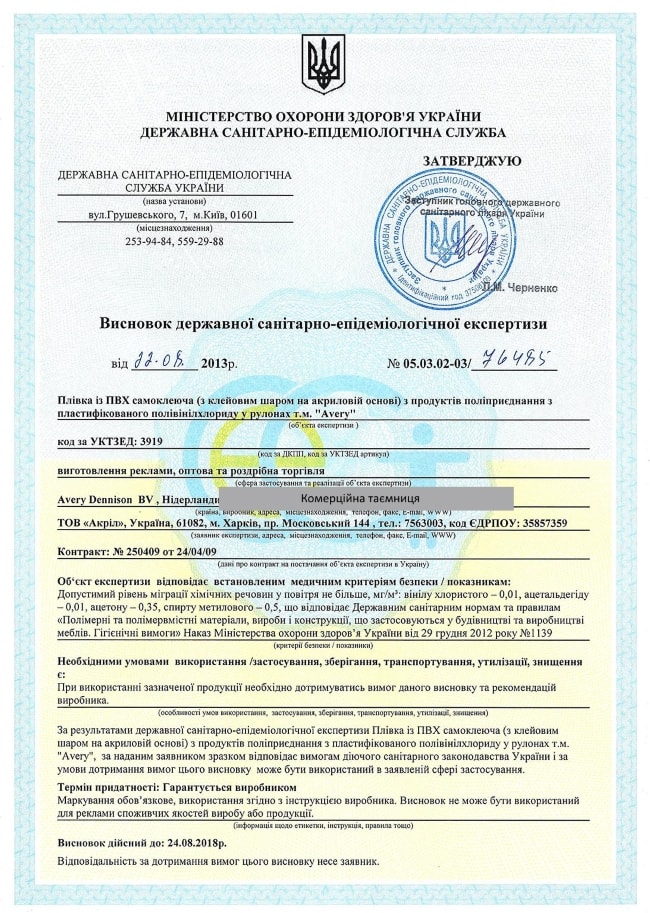 Сертифікат відповідності усім встановленим медичним критеріям безпеки