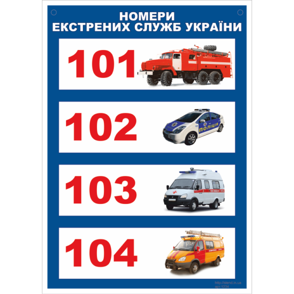 Стенд Номери екстрених служб України (21234)